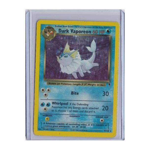 Dark Vaporeon Holo Rare (brugt)