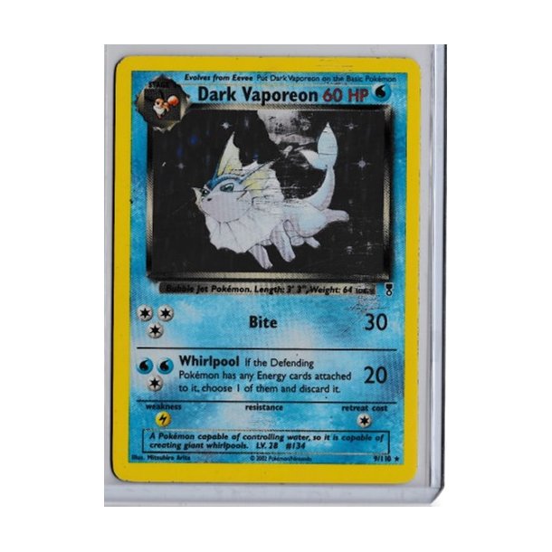 Dark Vaporeon Holo Rare (brugt)