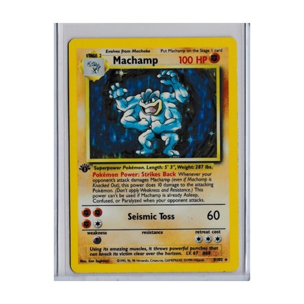 Machamp 1st Edition Holo Rare (brugt)