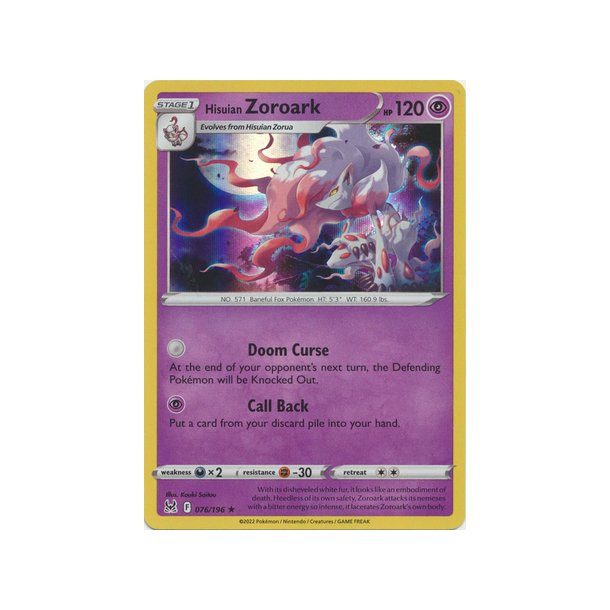 Hisuian Zoroark Holo Rare