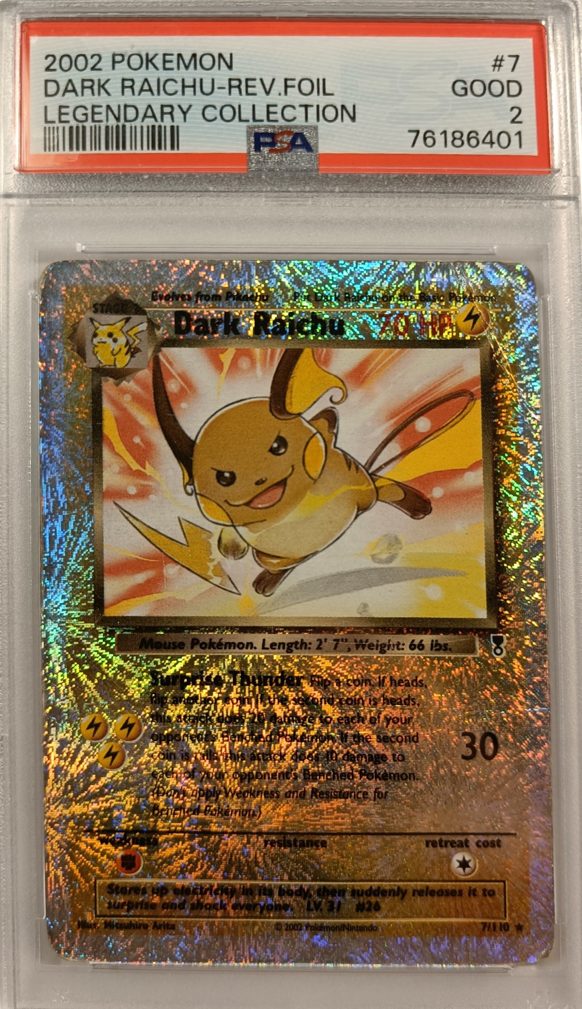 Dark Raichu Reverse Foil PSA 2 PSA kort