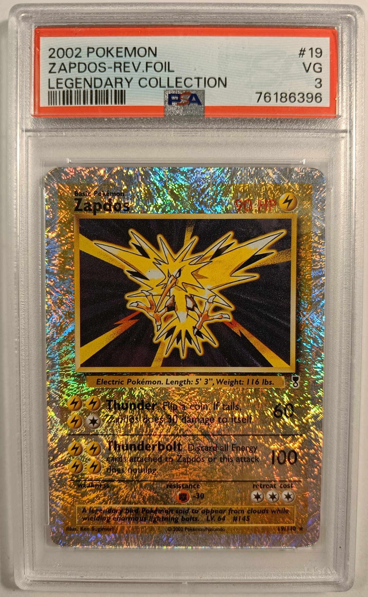 Zapdos Reverse Foil PSA 3 PSA kort