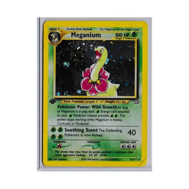Meganium Holo Rare 1st Edition (brugt)